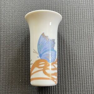 Rosenthal White Vase with Blue Butterfly Design